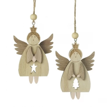 Hanging Wooden Angel Decoration (Set of 2) By Heaven Sends