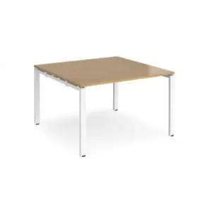 Adapt square boardroom table 1200mm x 1200mm - white frame and oak top
