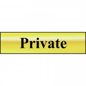 Scan Brass Effect Private Sign 200mm 50mm Standard