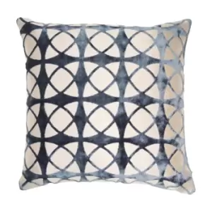 Malini Cut Velvet Spiral Cushion in Blue - 43 x 43cm