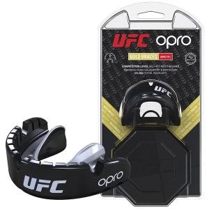 UFC Gold Braces Mouthguard by Opro Black/Silver Adult