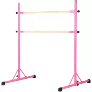 Freestanding Ballet Barre, Height Adjustable Ballet Bar for Home, Studio - Pink and Natural - Homcom