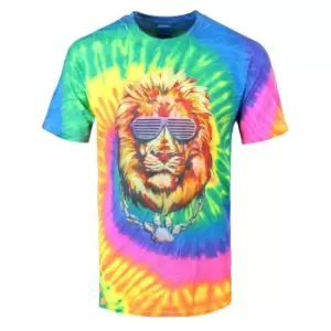 Unorthodox Collective Mens Lion Tie Dye T-Shirt (S) (Multicoloured)
