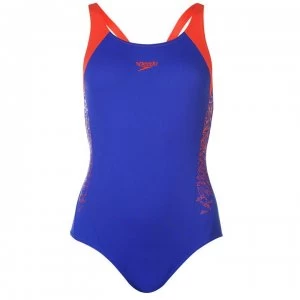 Speedo Boom Racer Swimsuit Ladies - Blue/Red