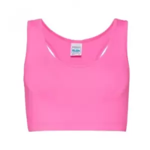 AWDis Just Cool Womens/Ladies Sleeveless Girlie Sports Crop Top (M) (Electric Pink)