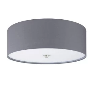 EGLO ES/E27 Pasteri Grey Fabric Ceiling Light 3x60W - 94921