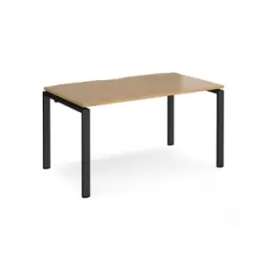 Bench Desk Single Person Starter Rectangular Desk 1400mm Oak Tops With Black Frames 800mm Depth Adapt