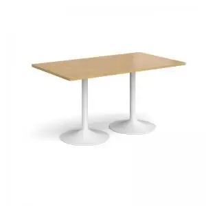 Genoa rectangular dining table with white trumpet base 1400mm x 800mm