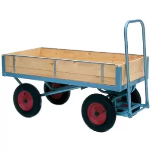 Heavy duty turntable truck with timber platforms - Length 1905mm - rubber tyred