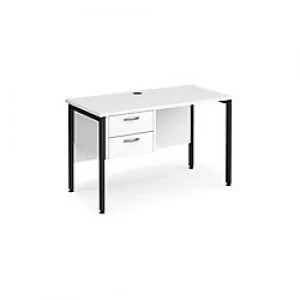 Maestro 25 Home Office Desk with H-Frame and Two Drawer Pedestal 600mm White