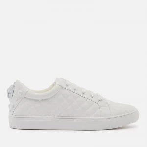 Kurt Geiger London Womens Ludo Drench Leather Quilted Cupsole Trainers - White - UK 4