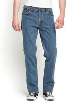 Wrangler Mens Texas Stretch Straight Jeans - Stonewash, Size 34, Inside Leg S=30 Inch, Men