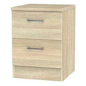 Yelanto Ready Assembled 2-Drawer Bedside Cabinet - Oak