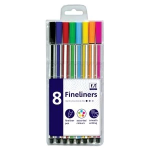 A Star Fineliners Pack 8 Assorted