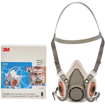 3M - 6100S Small Reusable Half Face Mask 6000 Series, Low Maintenance