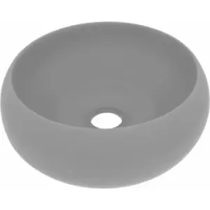 Luxury Wash Basin Round Matt Light Grey 40x15cm Ceramic Vidaxl Grey