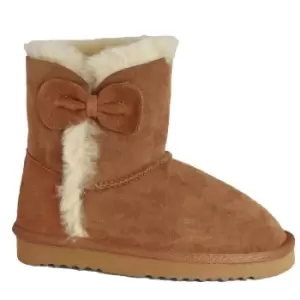 Eastern Counties Leather Childrens/Kids Coco Bow Detail Sheepskin Boots (6 Child UK) (Chestnut)