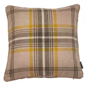 Aviemore Tartan Faux Wool Cushion Ochre Yellow, Ochre Yellow / 45 x 45cm / Polyester Filled