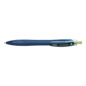 Bic ReAction Ballpoint Pen Retractable Full-body Grip 1.0mm Reactive Tip 0.4mm Line Blue - Pack of 12 Pens