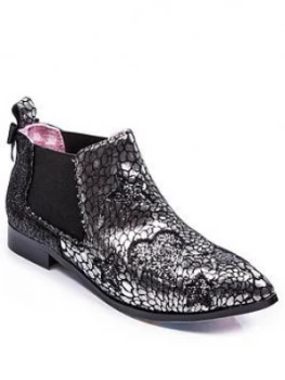 Irregular Choice Starlight Empress Ankle Boots - Silver/Black, Silver/Black, Size 4, Women