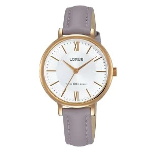 Lorus RG264LX6 Ladies Elegant Mauve Leather Strap Watch with Rose Gold Plated Case
