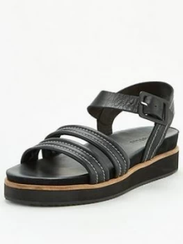 WHISTLES Contrast Stitch Footbed Sandals - Black, Size 3=36, Women