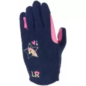 Little Rider Childrens/Kids Fleece Riding Gloves (M) (Navy/Pink) - Navy/Pink