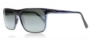 Maui Jim Flat Island Sunglasses Black / Blue Stripe STG-BG Polariserade 58mm