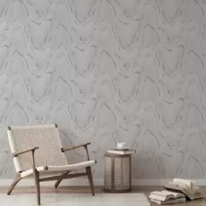 Muriva Woodgrain Wallpaper, Silver