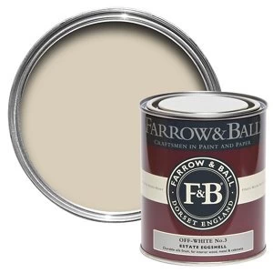 Farrow & Ball Estate Off white No. 3 Eggshell Metal & wood Paint 0.75L