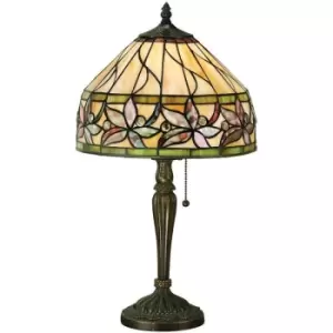 Interiors Ashtead - 1 Light Small Table Lamp Tiffany Glass, Dark Bronze Paint with Highlights, E27