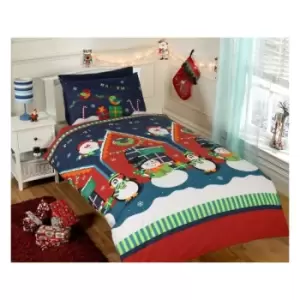 Santa's Grotto Kids Christmas Duvet Set, Multi-Colour, Toddler Junior Bedding - Multi
