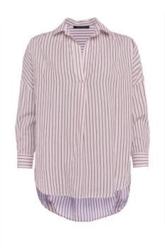 French Connection Bega Stripe Dip Hem Shirt Pink