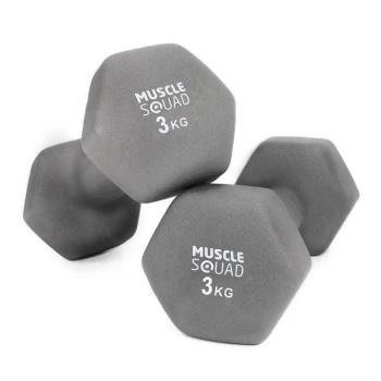 MuscleSquad Neoprene Dumbbells - 2 x 3kg