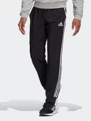 adidas Aeroready Essentials Tapered Cuff Woven 3-stripes Tracksuit Bottoms, Black, Size L, Men