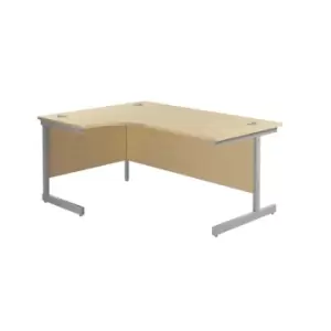 1800X1200 Single Upright Left Hand Radial Desk Maple - Silver + Desk High Ped
