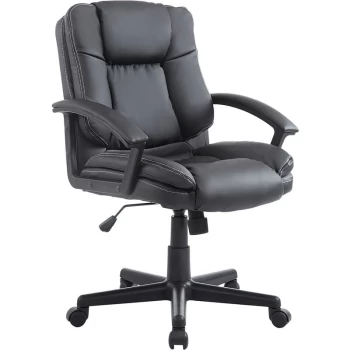 Homcom - Swivel Executive Office Chair Mid Back Faux Leather Computer Desk Chair for Home with Double-Tier Padding, Arm, Wheels, Black