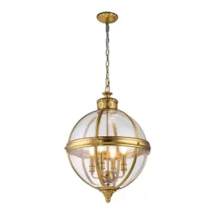 Feiss Adams Spherical Pendant Ceiling Light Burnished Brass