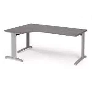 TR10 deluxe left hand ergonomic desk 1800mm - silver frame and grey