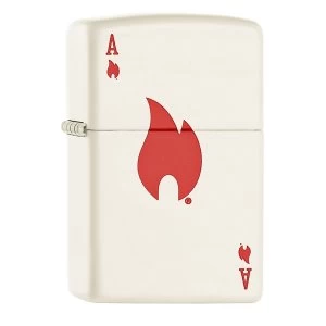 Zippo Ace And Flame Windproof Pocket Lighter White Matte