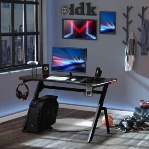 Daubuz Ergonomic LED Gaming Desk, Black