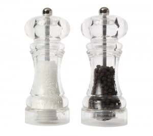T and G WOODWARE Capstan Salt and Pepper Mill Set Clear Acrylic