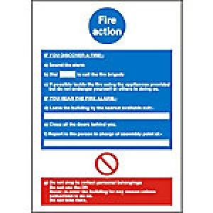 Sign Fire Action Vinyl 30 x 20 cm