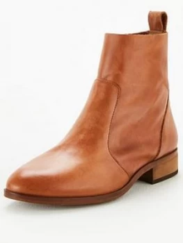 OFFICE Ashleigh Wide Fit Ankle Boots - Tan Leather, Size 7, Women