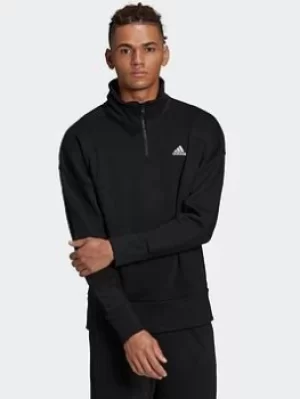 adidas Studio Lounge Fleece Half-zip Sweatshirt, Black Size XL Men