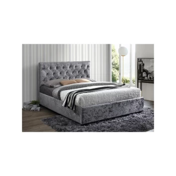 Birlea - Cologne Steel Crushed Velvet Fabric Upholstered Bed Frame 4ft6 Double 135 cm