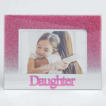5" x 3.5" Pink Glitter Glass Frame - Daughter