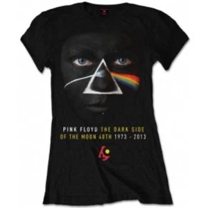 Pink Floyd DSOTM 40th Face Paint Blk Ladies T Shirt: X Larg