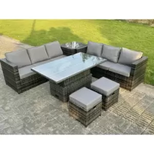 8 Seater Wicker Rattan Garden Furniture Rising Table Sets Footstool Extra Side Table - Fimous