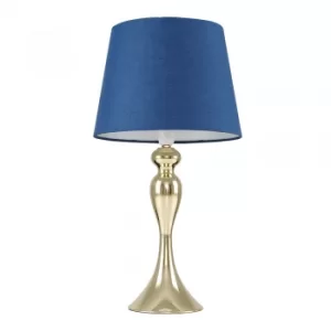 Faulkner Gold Touch Table Lamp with Navy Blue Aspen Shade